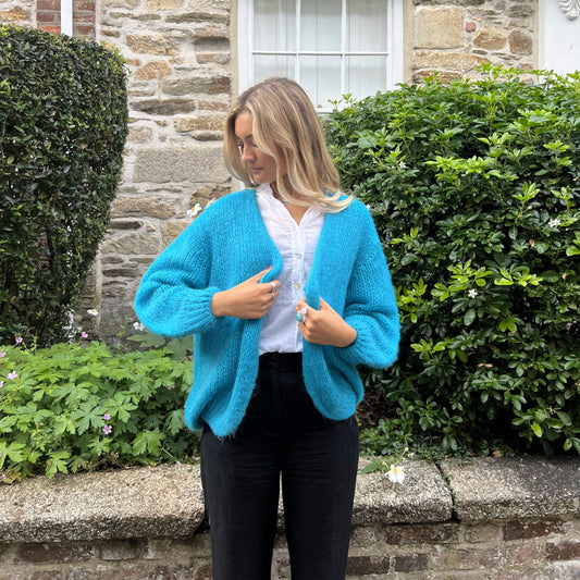 OEST Mohair Blend Cardigan - Turquoise