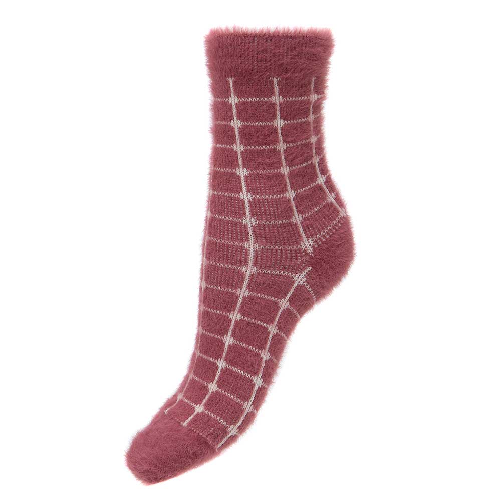 Gemjar Wool Blend Socks - Pink Grid
