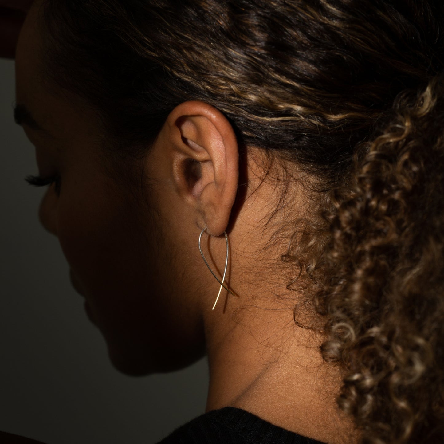 Silver Crossover Gold Dipped Earrings