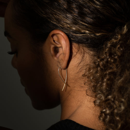 Silver Crossover Gold Dipped Earrings
