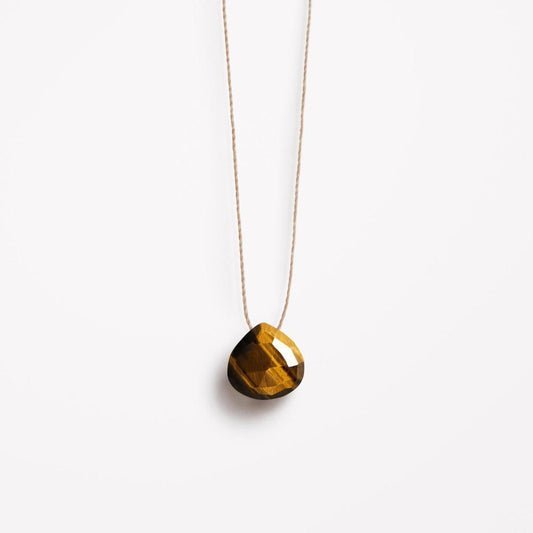 Fine Cord Gemstone Necklace - Tigers Eye