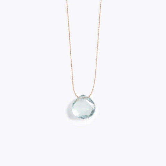 Fine Cord Gemstone Necklace - Aquamarine
