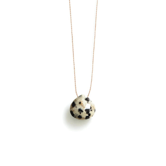 Fine Cord Gemstone Necklace - Dalmatian Jasper