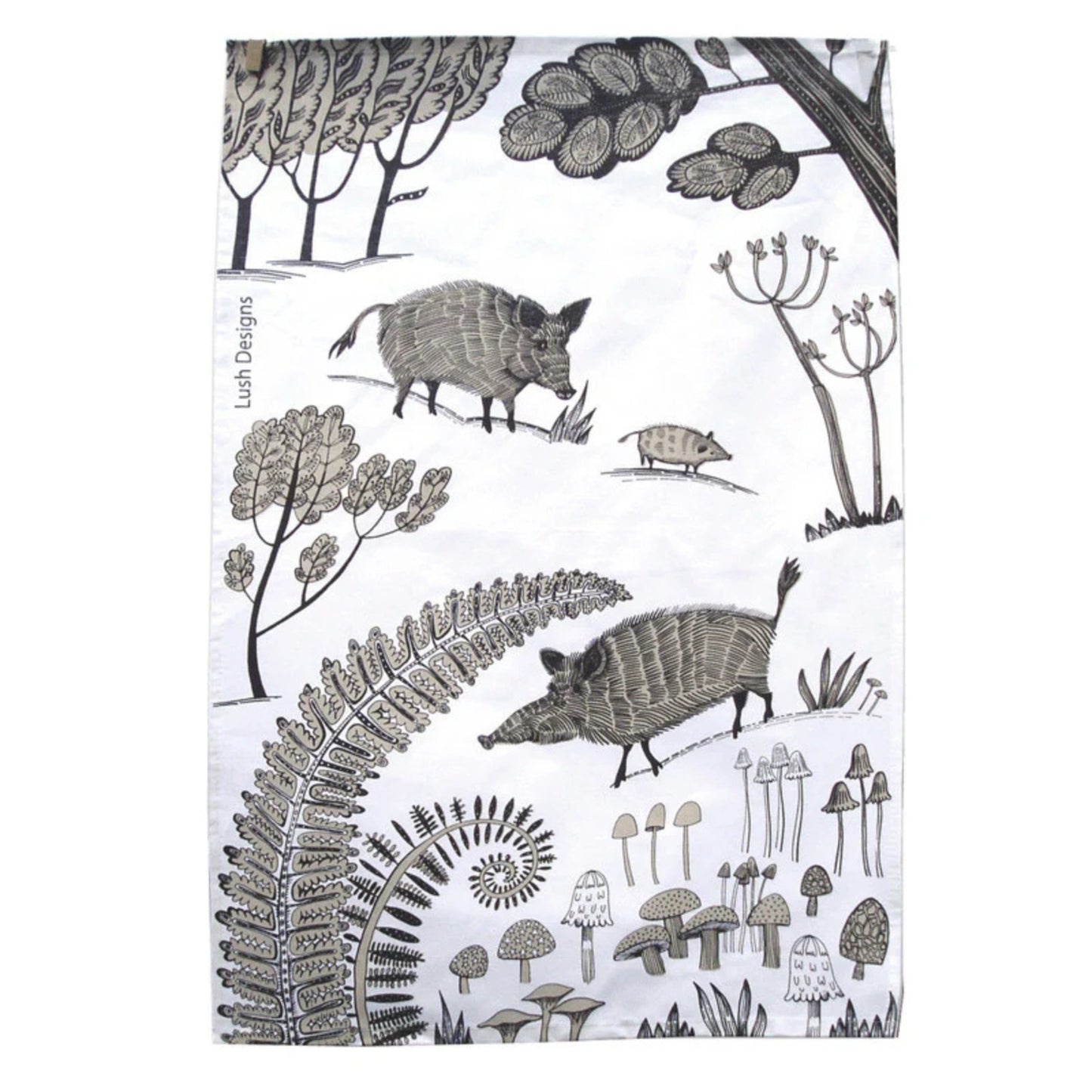 Illustrated Tea Towel - Wild Pigs