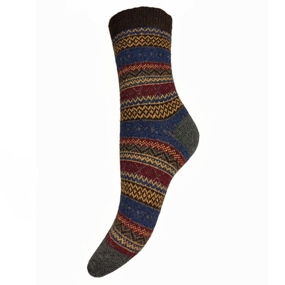 Gemjar Wool Blend Socks - Blue Fairisle