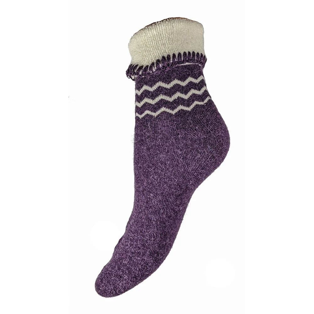 Wool Blend Sock - Purple Zigzag
