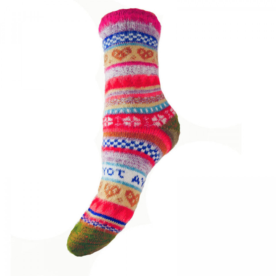 Gemjar Wool Blend Socks - Pink Scandi Pattern