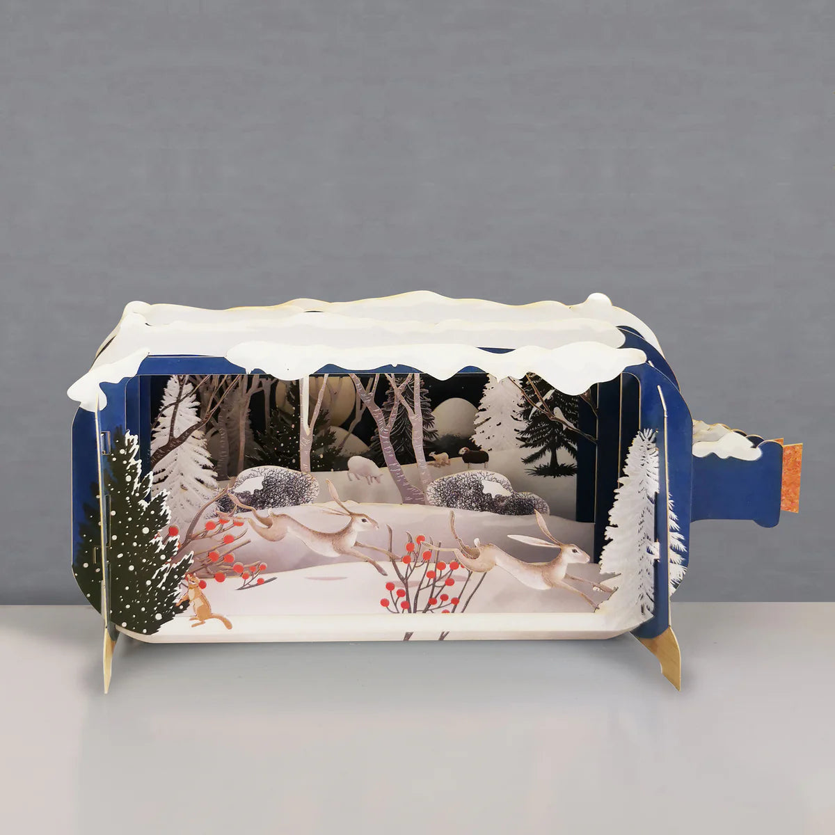 Pop Up Greetings Card - Winter Hares