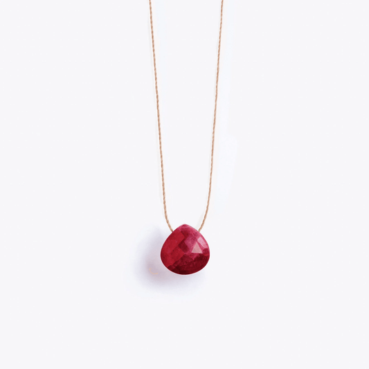 July Birthstone Fine Cord Necklace - Ruby