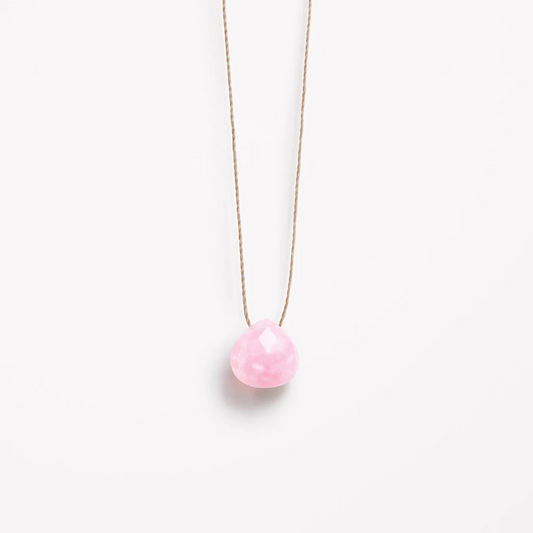 Wanderlust Life October Birthstone Fine Cord Necklace - Pink Opal
