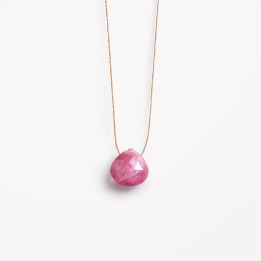 Wanderlust Life September Birthstone Fine Cord Necklace - Pink Sapphire