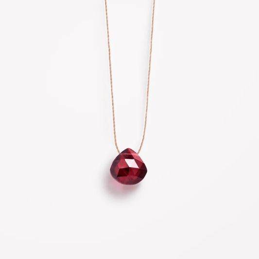 January Birthstone Fine Cord Necklace - Garnet