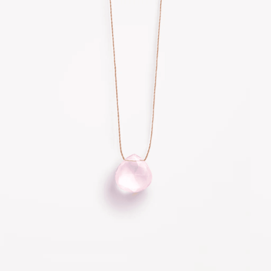 Fine Cord Gemstone Necklace - Rose Quartz