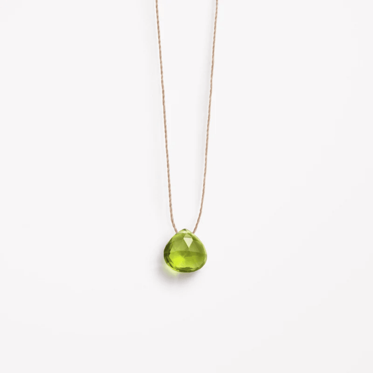 August Birthstone Fine Cord Necklace - Peridot