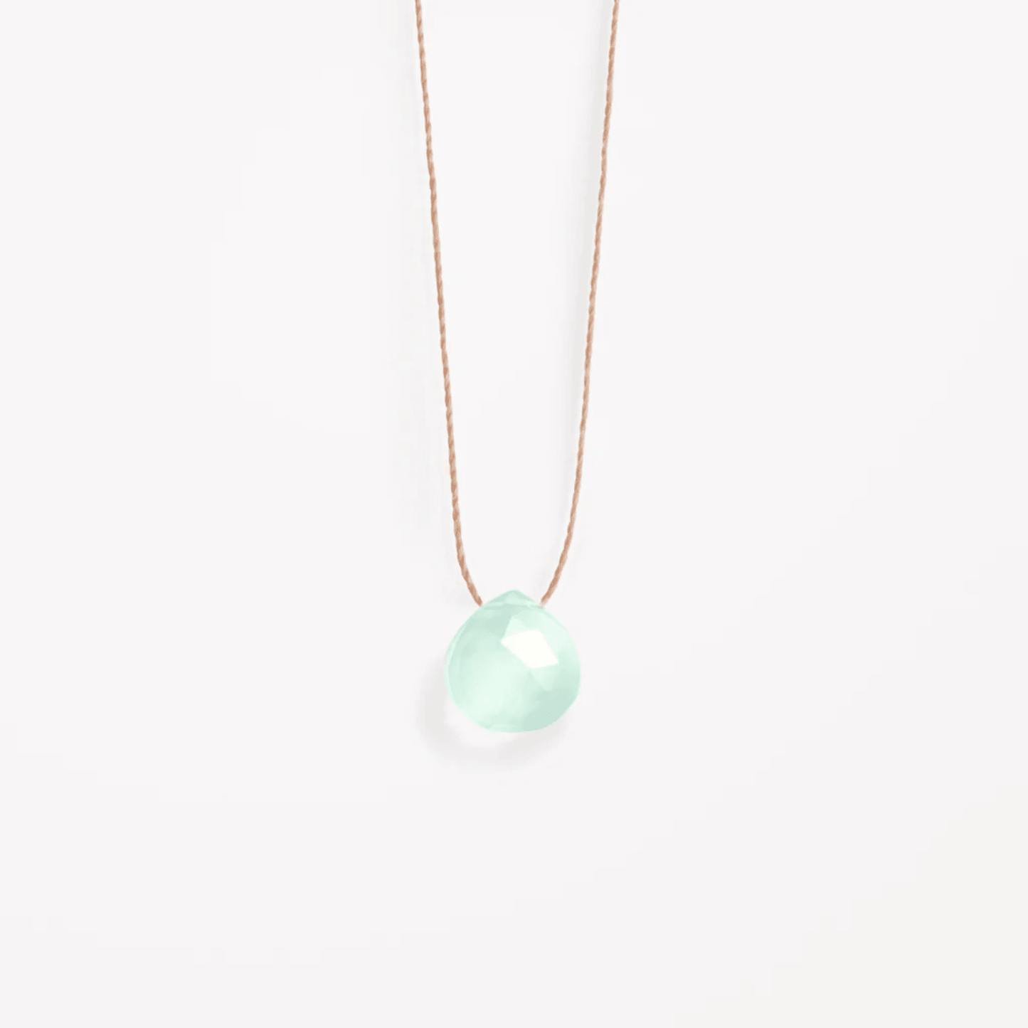 Fine Cord Gemstone Necklace - Chalcedony Sea Glass