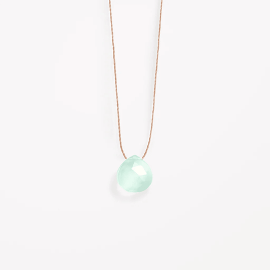 Fine Cord Gemstone Necklace - Chalcedony Sea Glass