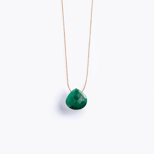 May Birthstone Fine Cord Necklace - Emerald