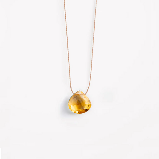 Fine Cord Gemstone Necklace - Citrine