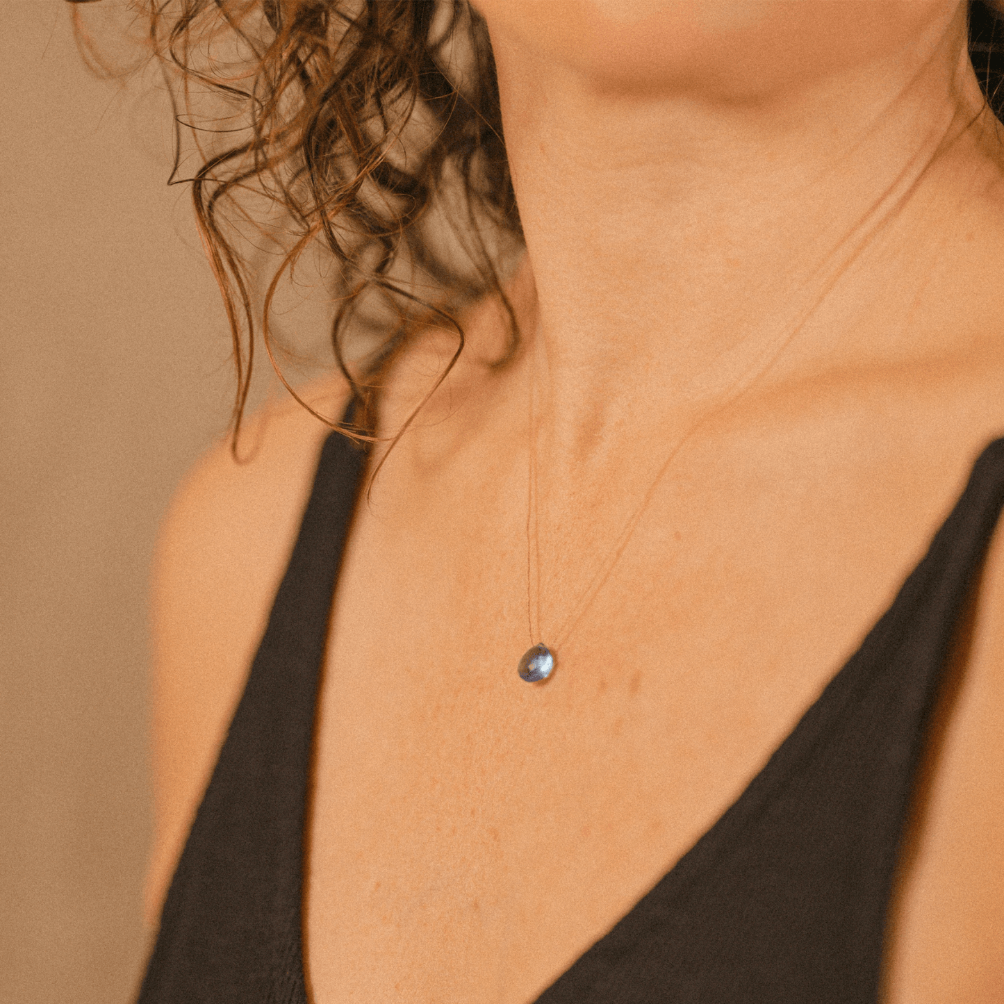 Fine Cord Gemstone Necklace - California Blue Quartz
