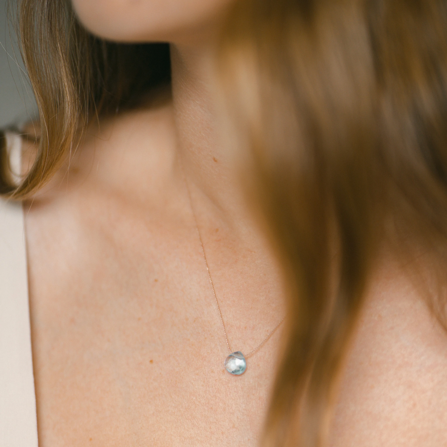 November Birthstone Fine Cord Necklace - Blue Topaz