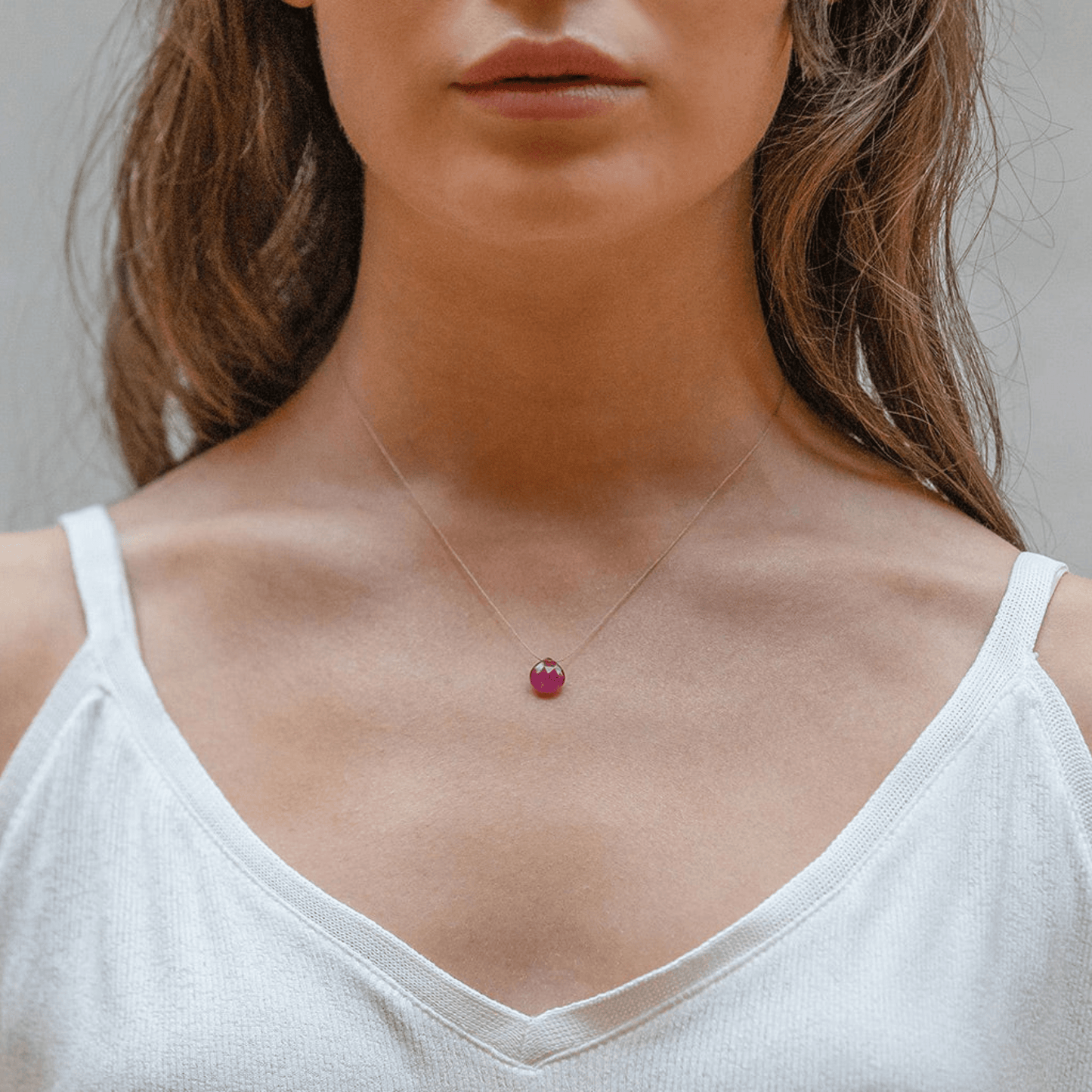 September Birthstone Fine Cord Necklace - Pink Sapphire