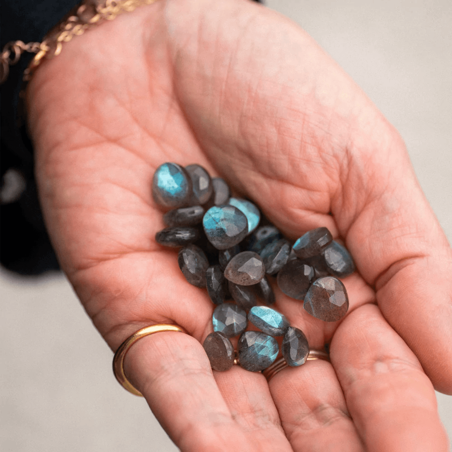 Fine Cord Gemstone Necklace - Iridescent Labradorite