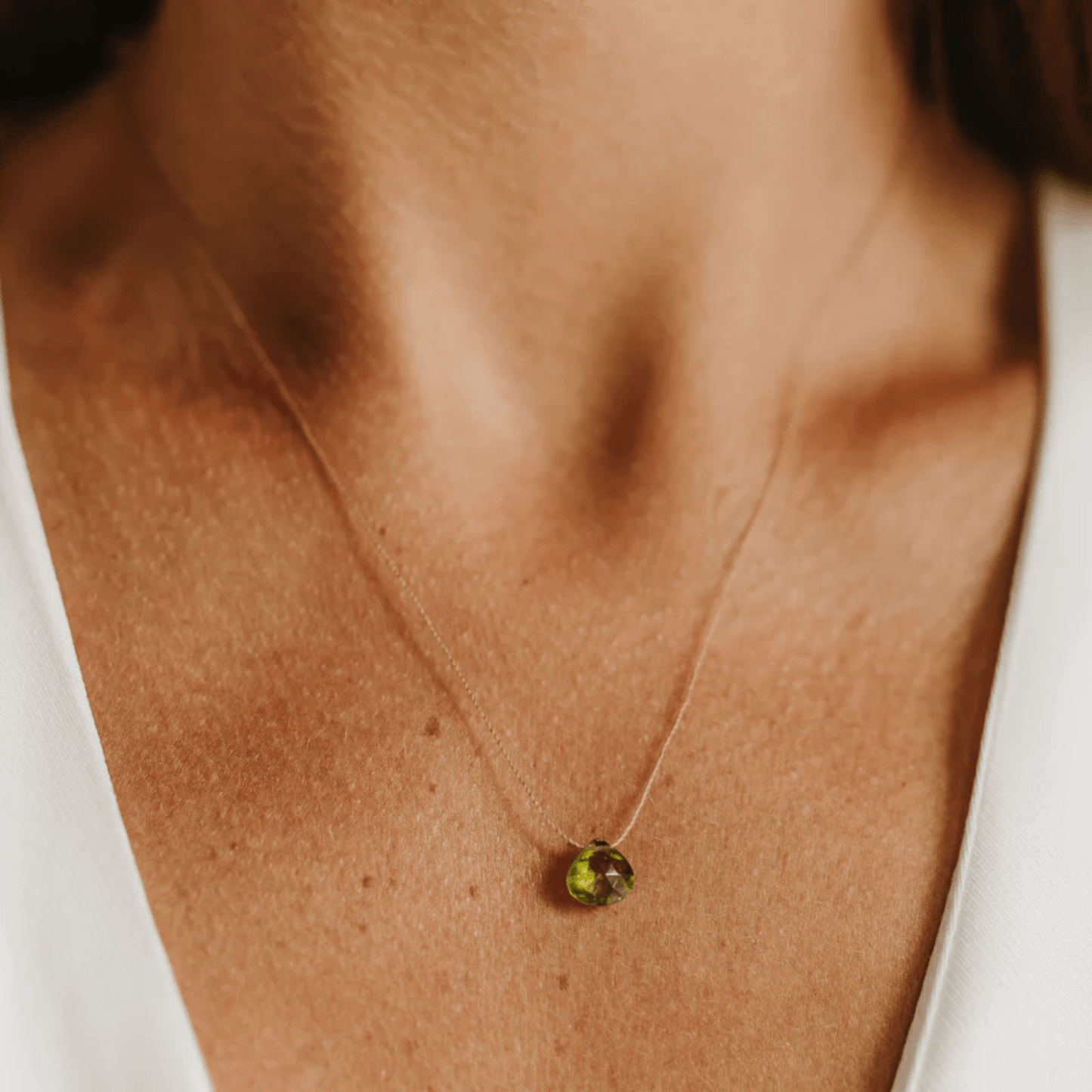 August Birthstone Fine Cord Necklace - Peridot