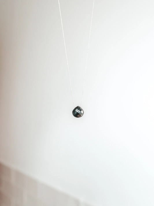 Silk Cord Birthstone Necklace - July Black Onyx