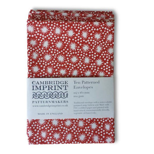 Pack of 10 Patterned Envelopes - Animalcules Crimson