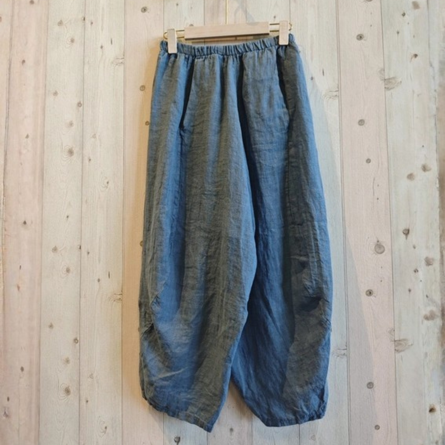 Linen Barrel Leg Trousers - Azure Blue