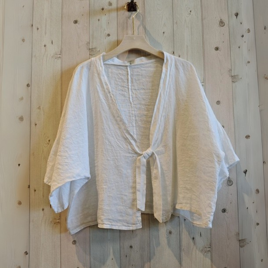 Linen Tie Jacket - White