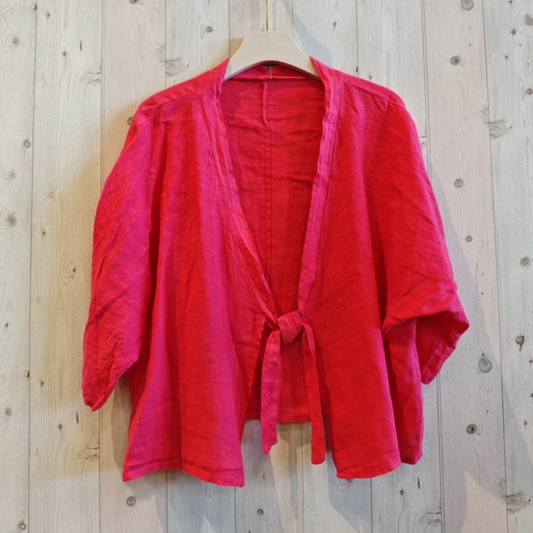 Linen Tie Jacket - Coral