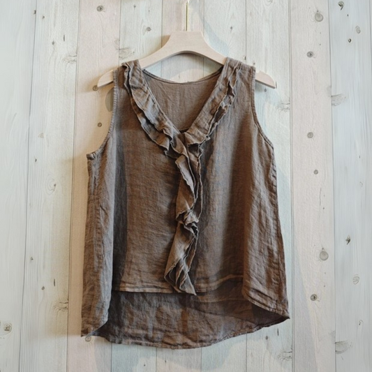 Linen Sleeveless Blouse - Mole