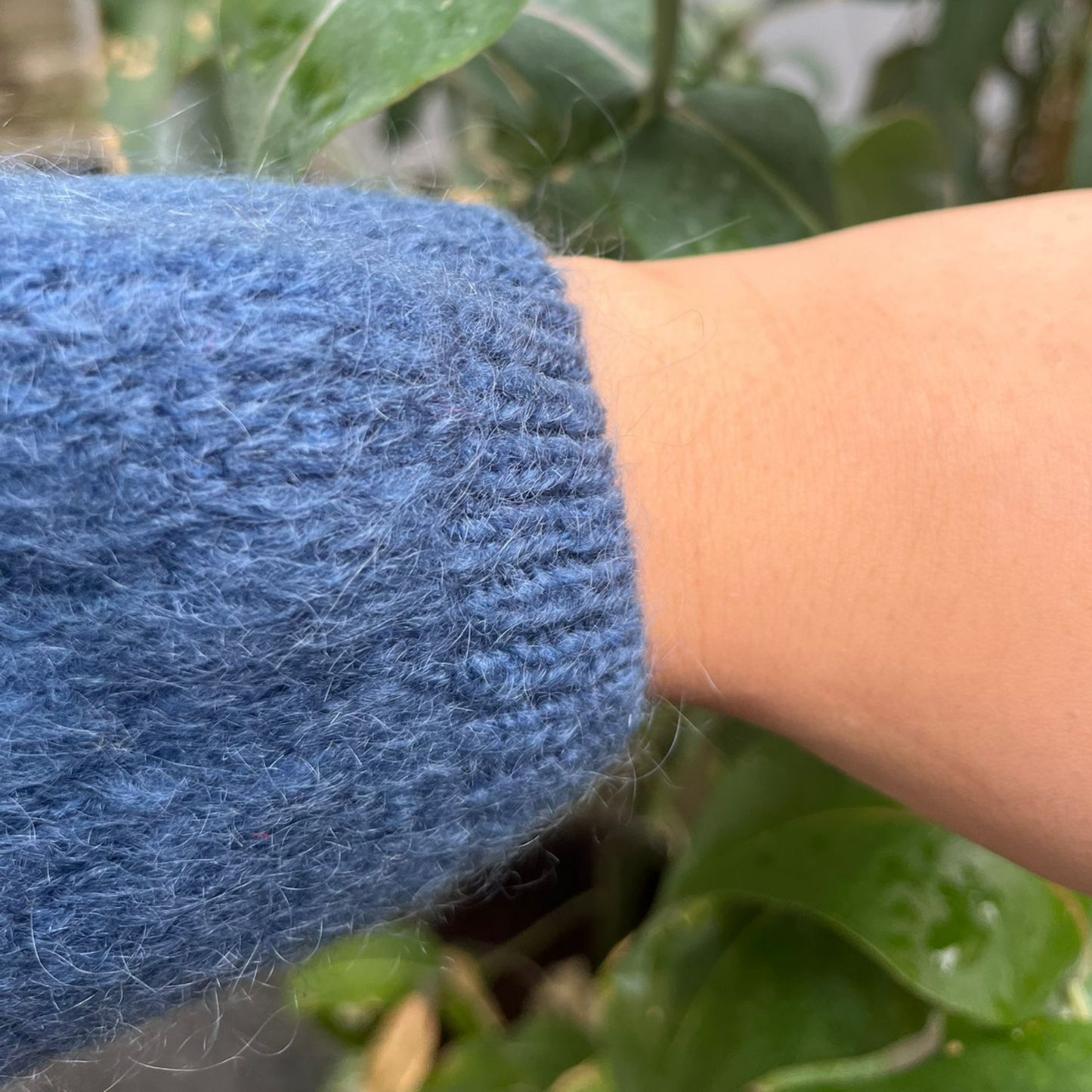 Mohair Blend Button Through Cardigan - Denim Blue