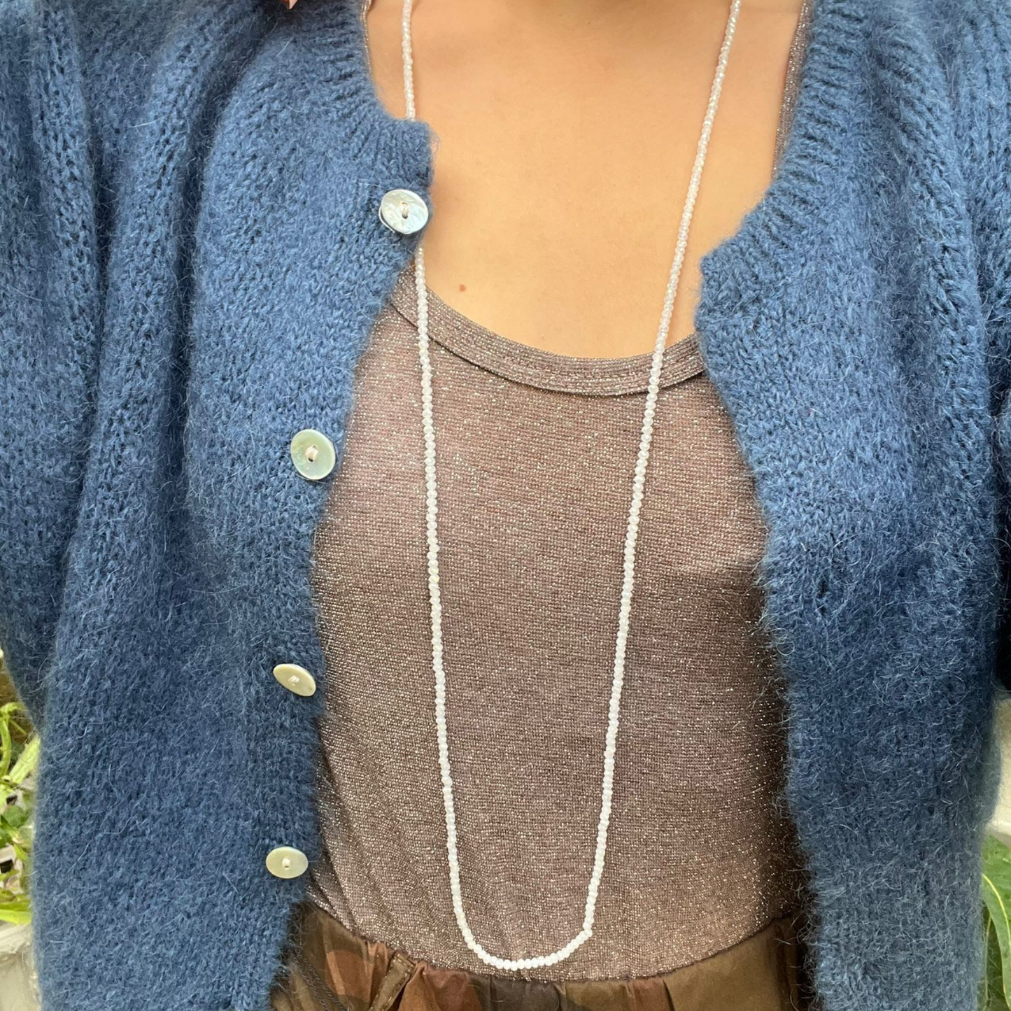 Mohair Blend Button Through Cardigan - Denim Blue