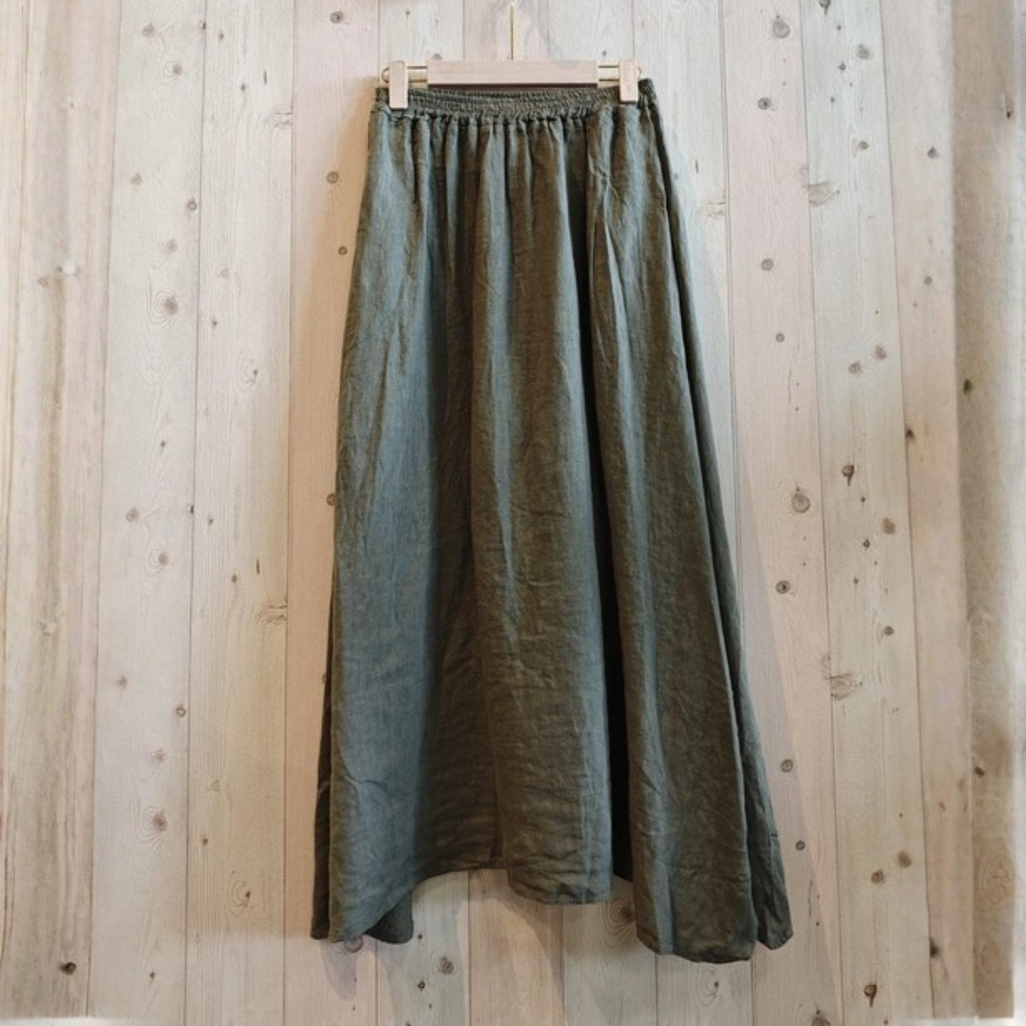 Linen Pocket Maxi Skirt - Khaki