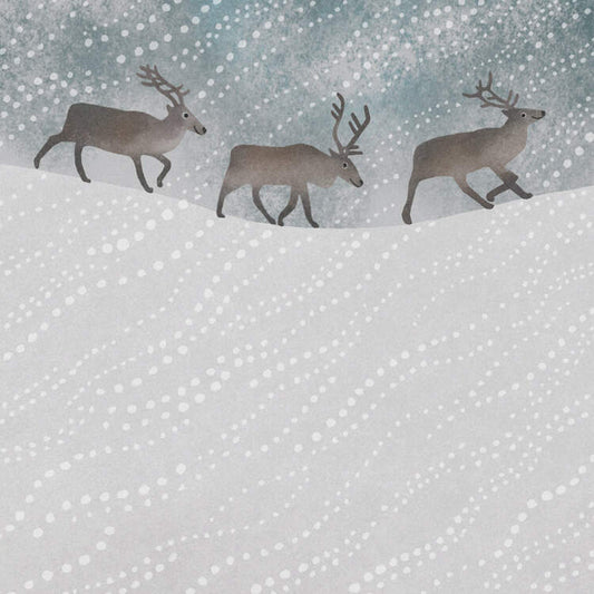 Paper Bird Greetings Card - Reindeer In The Snow