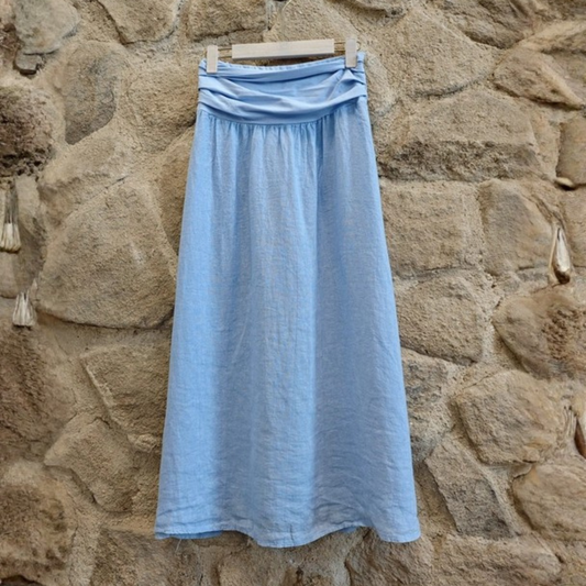 Linen Maxi Skirt - Blue