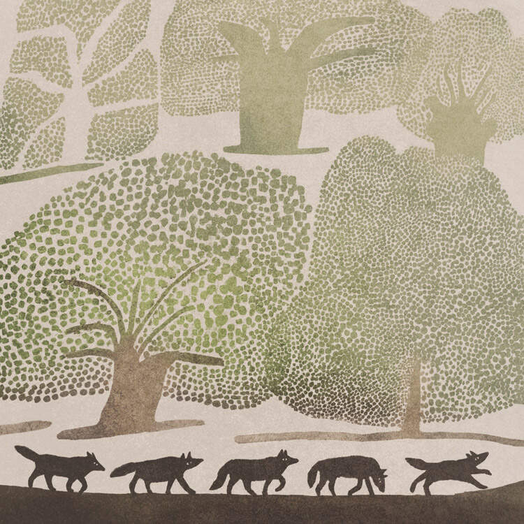 Greetings Card - Wolf Pack in the Morning Mist