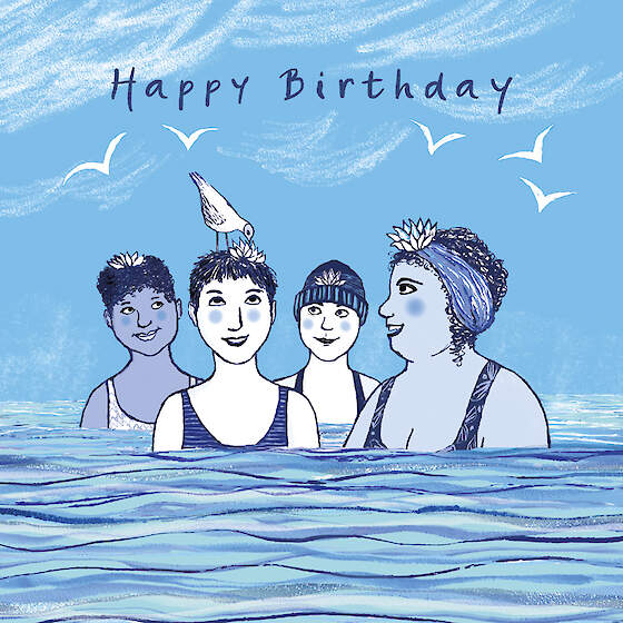 Greetings Card - Birthday Bathers