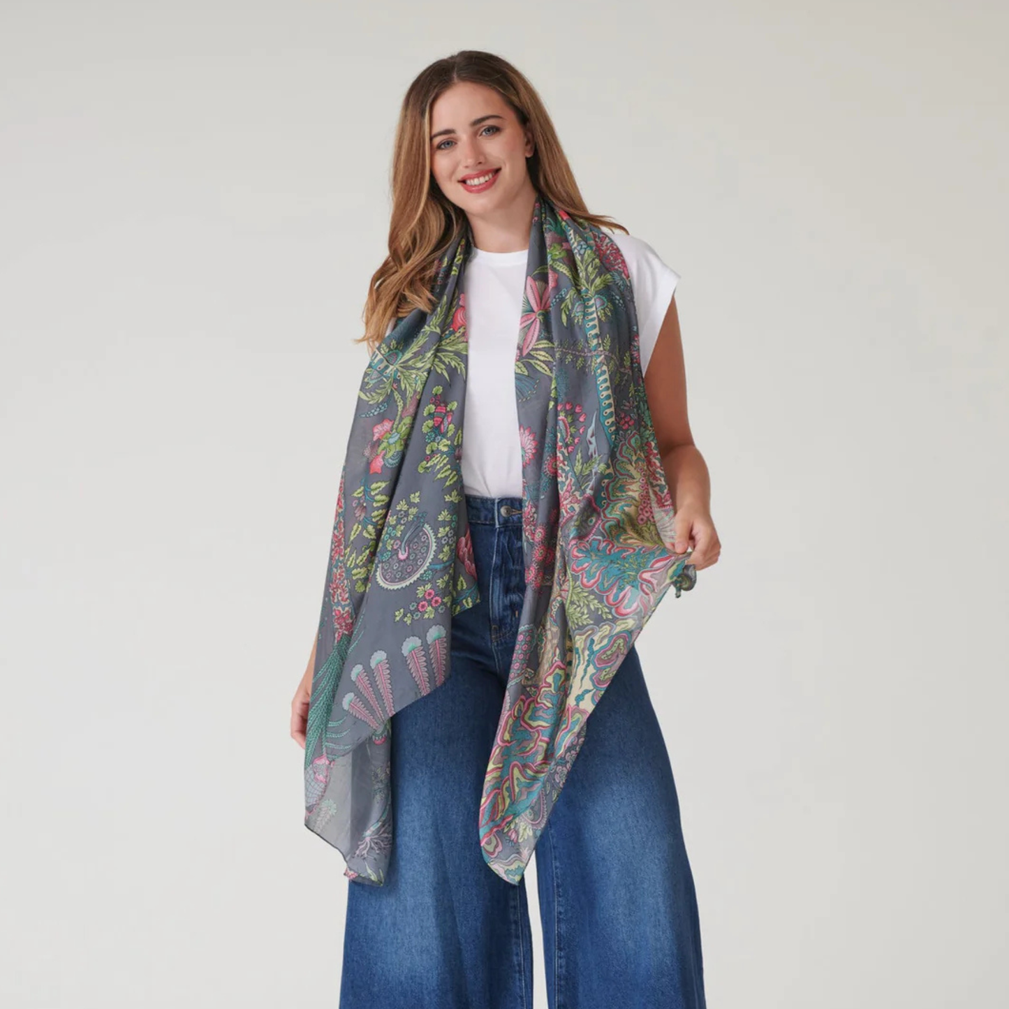 Scarf - Boho Garden Grey