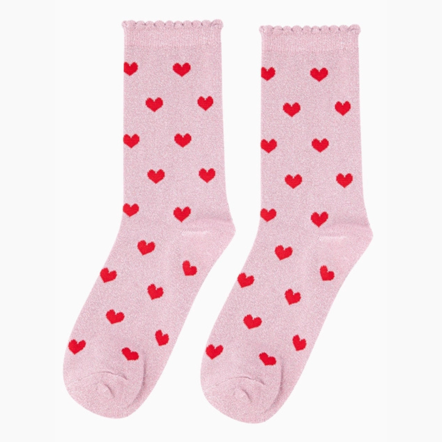 Heart Glitter Socks - Pink & Red