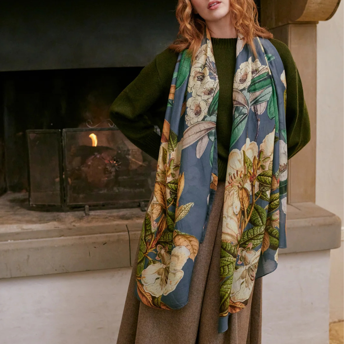 Scarf - Rhodoleia Blue