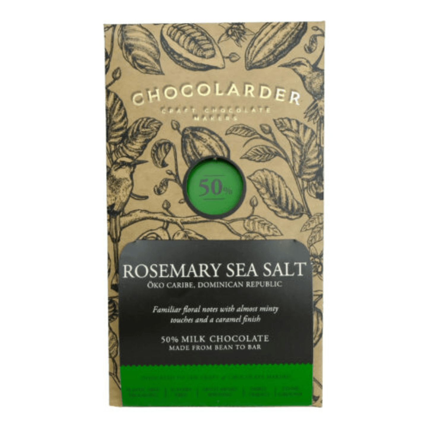 Chocolarder Bar - Rosemary Sea Salt 50% Milk Chocolate