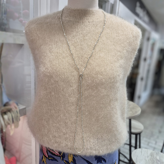 Astrid Mohair Cropped Vest - Wheat