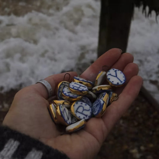 Porcelain and Gold Lustre Pendant - Initial