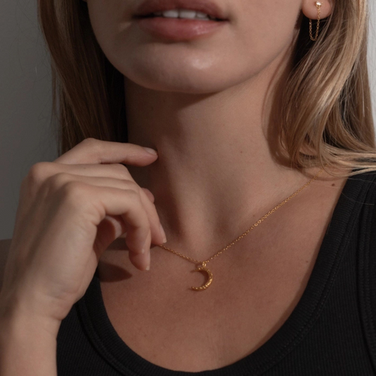 Gold Chain Necklace - Crescent Moon