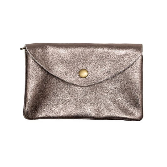 Metallic Leather Wallet - Pewter