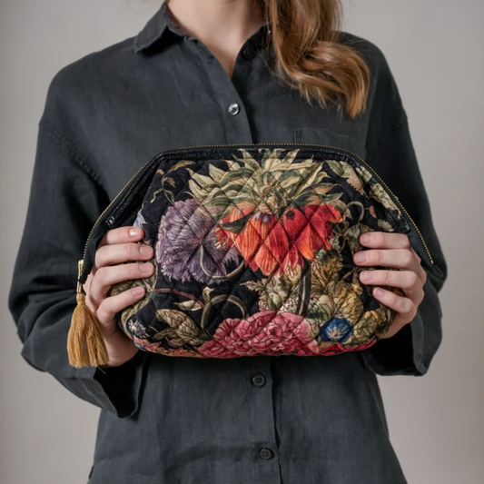 Velvet Pouch Bag - Primula Black