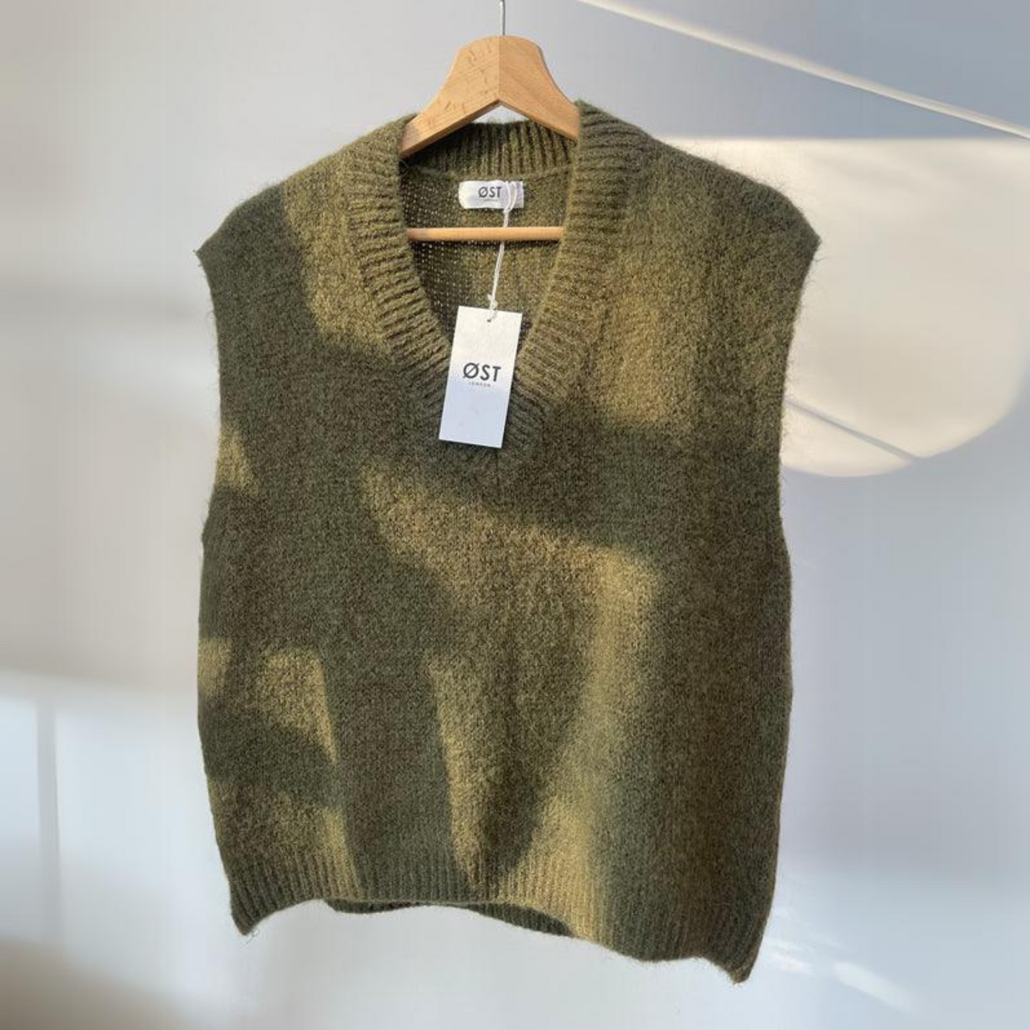 OST London Tessa Knitted Mohair Vest - Khaki